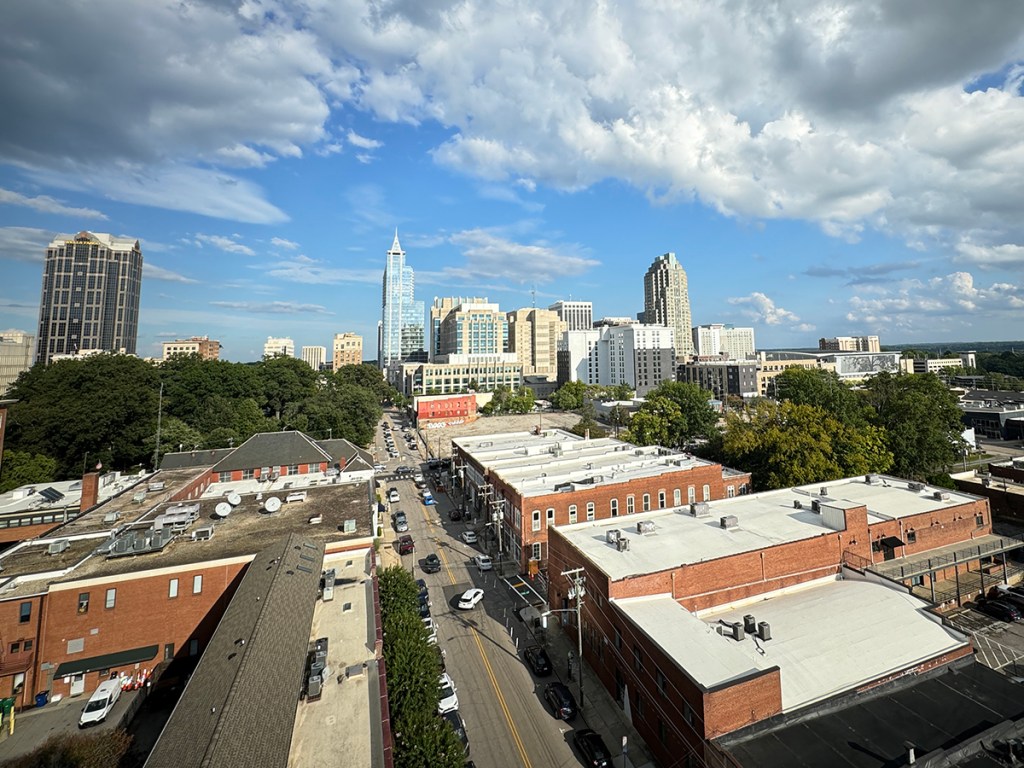 A group of downtown buildings in Raleigh, a city in the state of North Carolina in the southeastern United States.