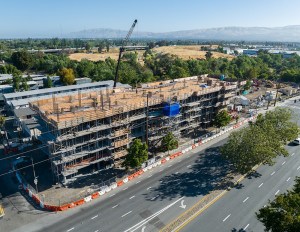 The Charles topping out with a crane in San Jose.