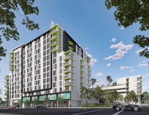 A rendering of 14 Main Street Residences, Building 1, in Miami.