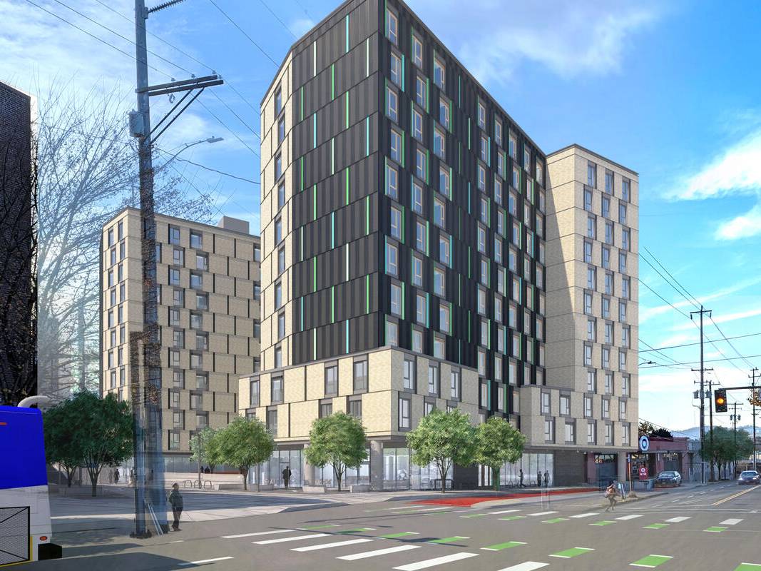 Rendering of HollywoodHUB, an upcoming affordable housing community in Portland, Ore.