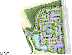 An illustrative site plan of Mosby Barclay West