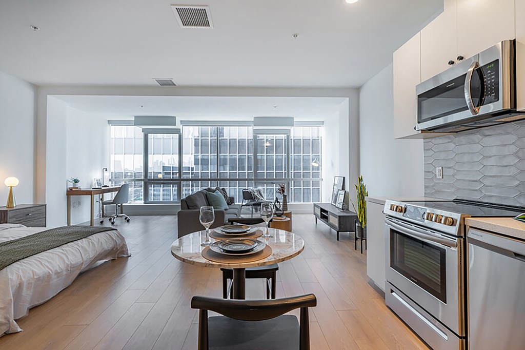 Gemma features a mix of apartment sizes including studios (pictured), as well as one- and two-bedroom apartments. Image courtesy of Corbel Architects