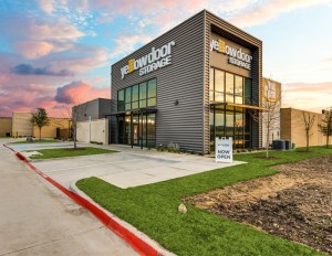 Exterior shot of Yellow Door Storage - Northgate, a 520-unit self storage facility in Denton, Texas.