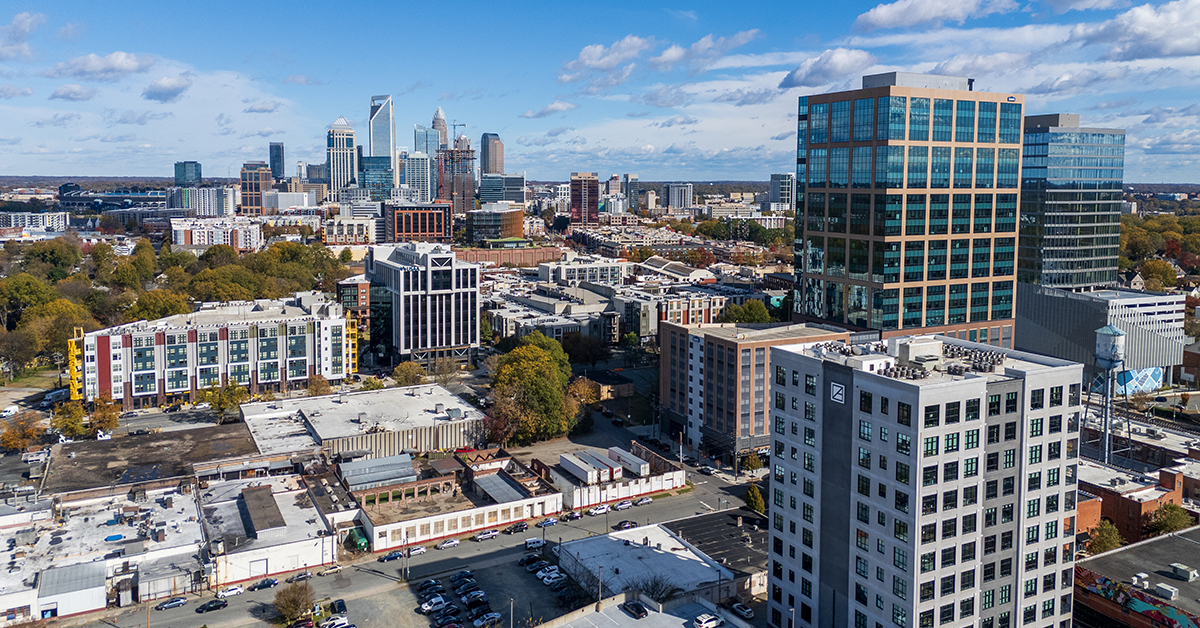 Uptown Charlotte NC from south end neighborhood