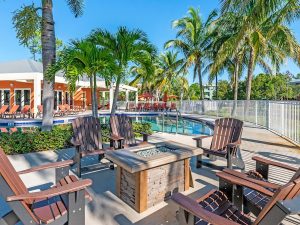 Shot of an outdoor swimming pool area at Coastal Village, a 800-bed student community in Fort Myers, Fla.