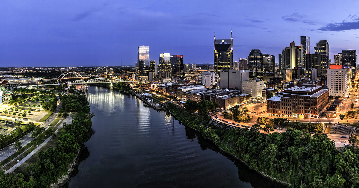 Nashville Tennessee skyline sunset