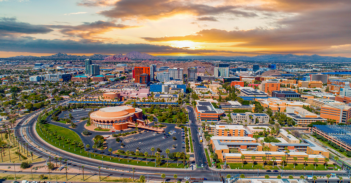 Tempe, Arizona, USA Drone Skyline Aerial Panorama