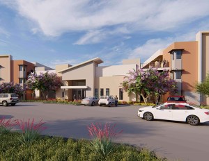 A rendering of Cabana Kyrene, a 229-unit workforce housing project in Tempe, Ariz.
