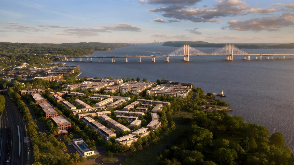 A photo of Edge-on-Hudson, a mixed-use project taking shape in Sleepy Hollow, NY.