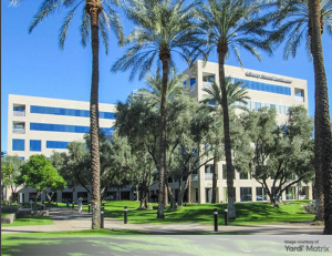 A photo of Canyon Corporate Center office campus, now being redeveloped into the Canyon Village multifamily community