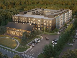 Exterior rendering of 131 Danbury Road, a 208-unit multifamily project in Wilton, Conn.