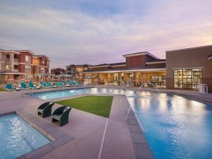 Exterior shot of Zaterra, a multifamily property in Chandler, Ariz.