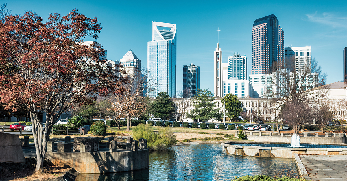 Skyline of downtown Charlotte North Carolina USA
