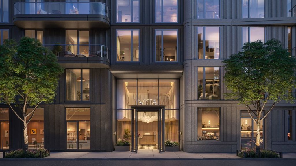 Entrance at VITA Passive House Condominium in Manhattan's Hell's Kitchen