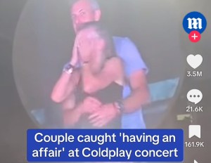 Screenshot from TikTok of couple cheating at Coldplay concert