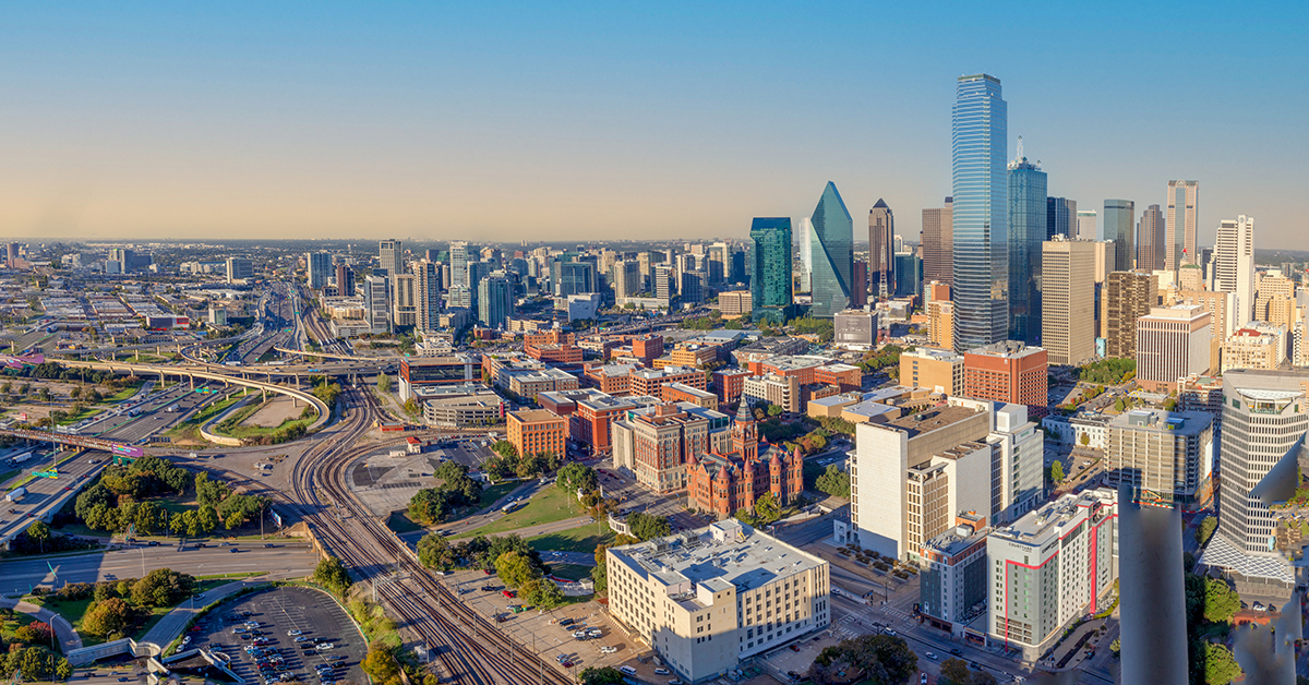 Dallas, USA - November 7, 2023: scenic skyline in late afternoon in Dallas, Texas, USA