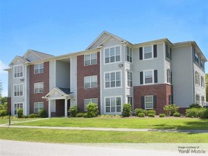 Exterior shot of one of Monticello Park's 17 buildings. Douglas Development sold the affordable property to Broad Management Group.