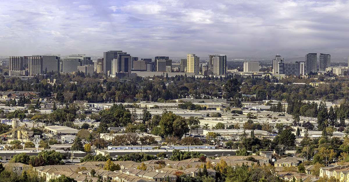 High quality aerial stock photos of downtown San Jose California.