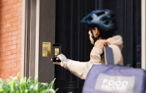 A photo of ButterflyMX's new QR code-activated control system in use.