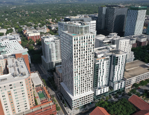 Aerial photo of Icon in West Campus Texas near the University of Texas at Austin