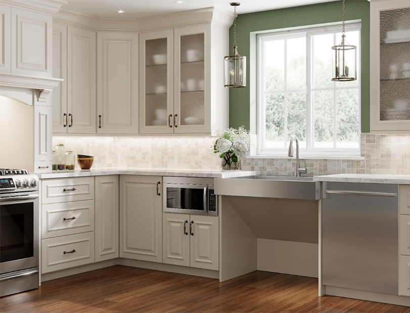 Kitchen with roll-under sink