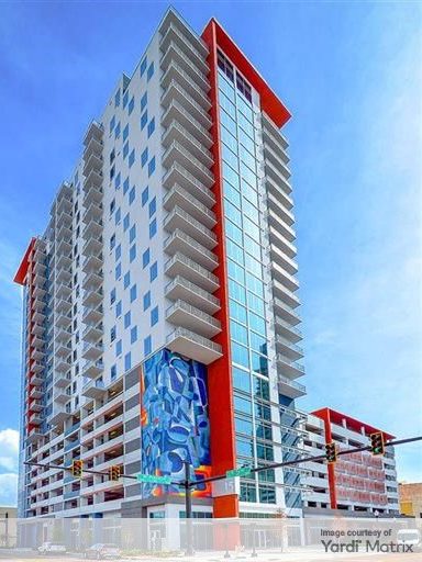Exterior shot of Nine15, a 362-unit multifamily tower in Tampa, Fla.