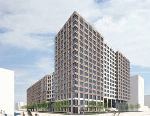 A rendering of Hoboken Urby, a 345-unit project taking shape in North Jersey
