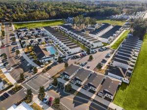Aerial shot of The Collective at Archer, a BTR community in Gainesville, Fla., which marked Madison Communities first acquisition in the sector.