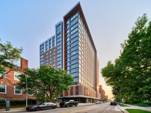 Exterior shot of The Legacy at Ann Arbor, a student housing community in Ann Arbor, Mich.