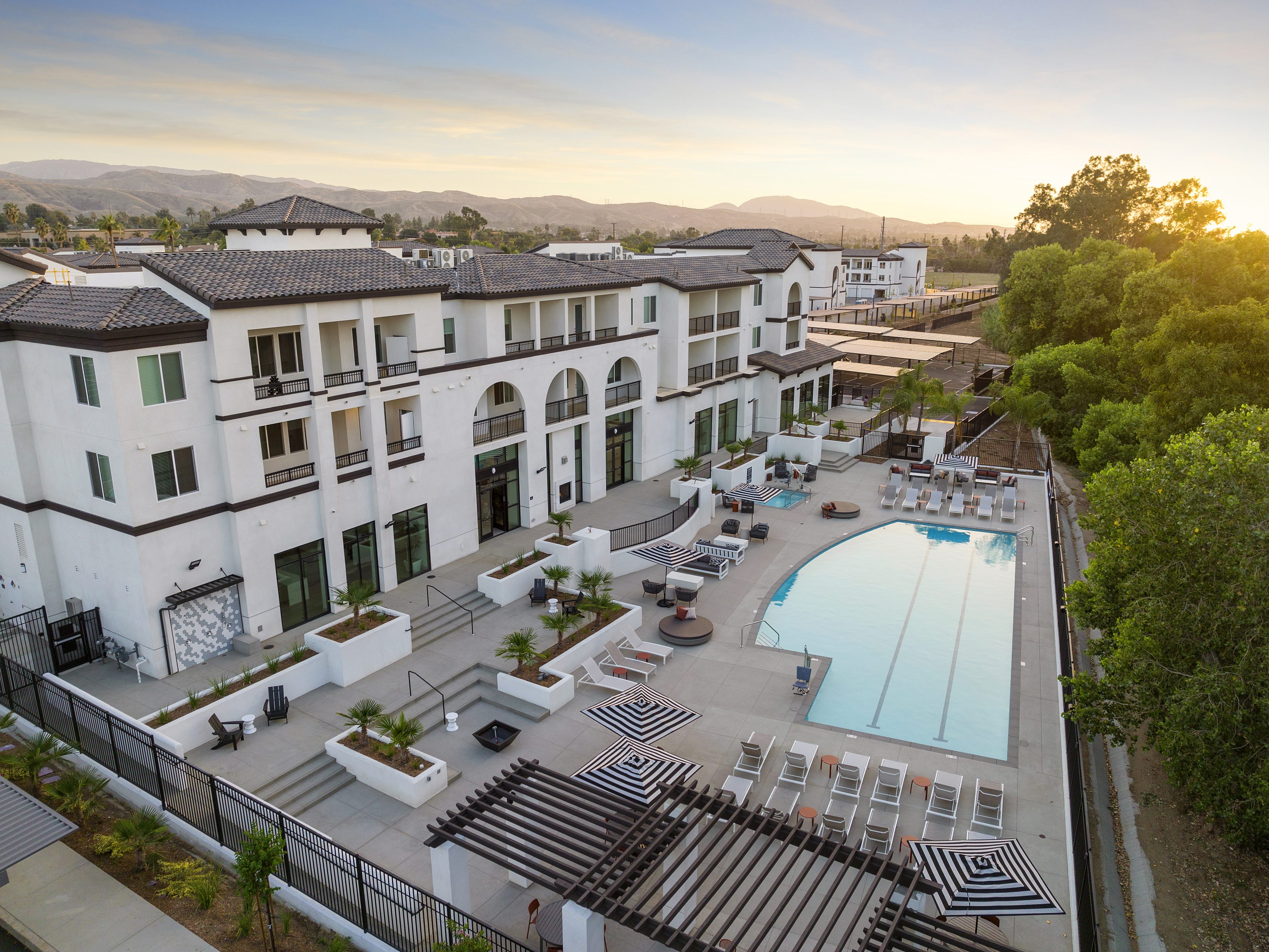 Aerial shot of The Venue at Orange, a 328-unit community in Redlands, Calif.