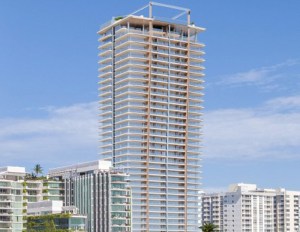 A rendering of the luxury residential tower to be located at 1250 West Ave. in Miami.