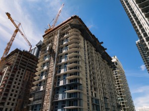Exterior shot of 600 Miami Worldcenter, under construction.