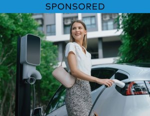 A photo of an electric vehicle charger in use