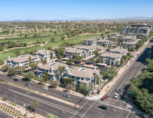 Aerial view of the Nines at Kierland, a 276-unit community in Scottsdale, Ariz., formerly a part of Sunroad Enterprise's National portfolio.