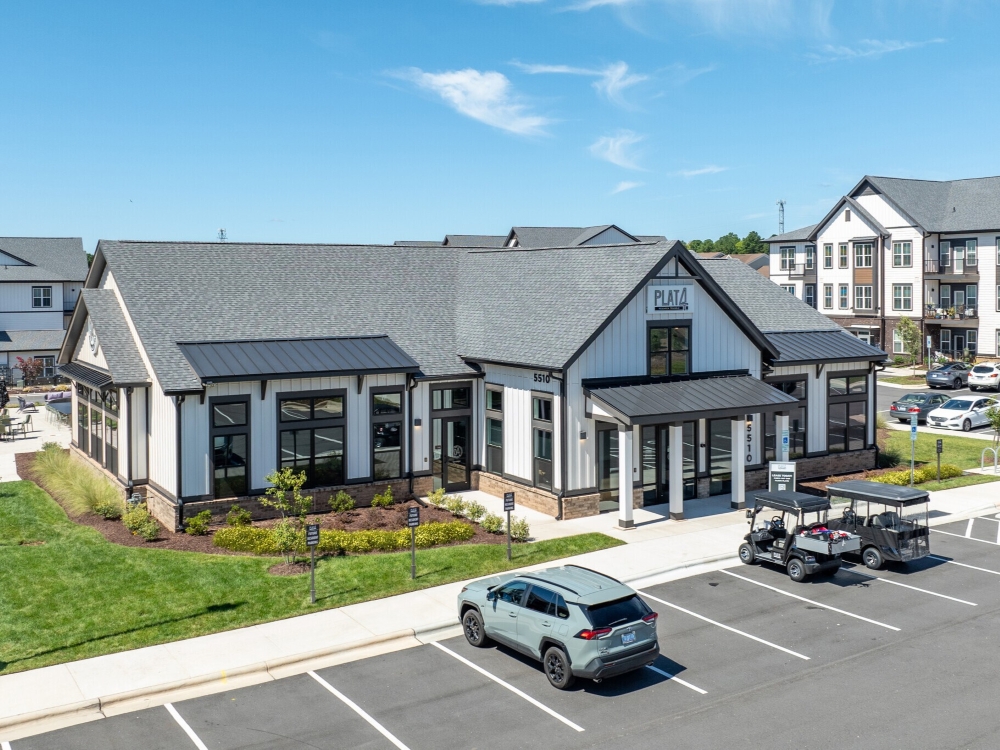 Exterior shot of Plat 4 at Research Triangle, a community in Durham, N.C.