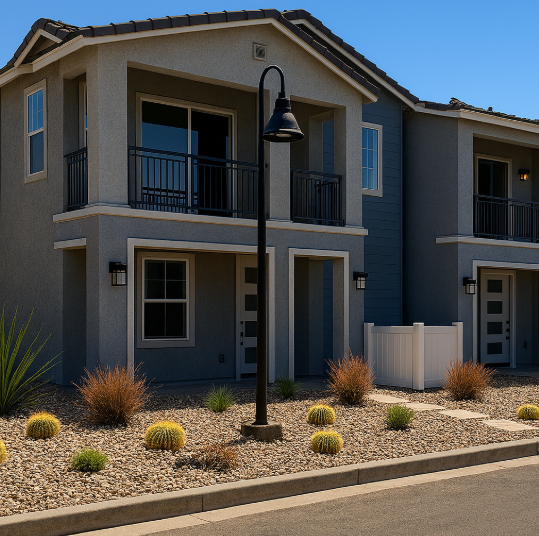 An exterior shot of Rēv3 at Encanto West, a single-family rental development located in Avondale, Arizona