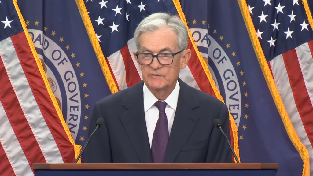 A screenshot of Federal Reserve Chair Jerome Powell speaking at the September 17th press conference following the FOMC meeting.