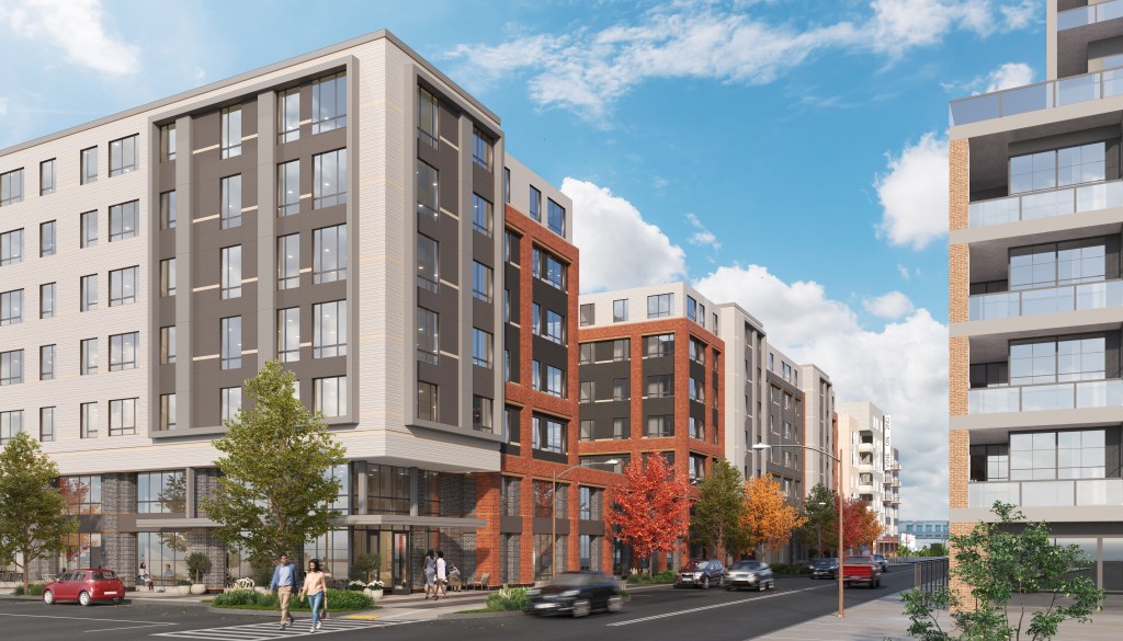 Rendering of 373-383 Second St. in Everett, Mass., a future 273-unit multifamily community on an industrial site.