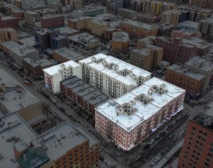 An overhead view of the city block containing the nine buildings in the Tegford Portfolio.