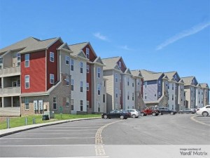 Exterior shot of The Lofts Morgantown, a student housing community in Morgantown, W.Va.
