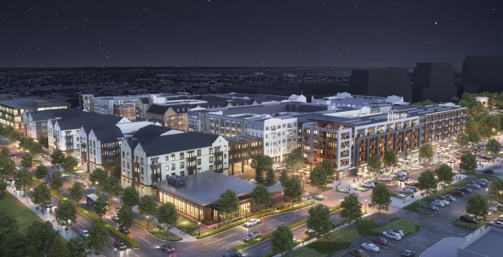 A rendering of The Mix in Frisco, Texas, whose first phase will include 635 multifamily units.
