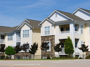 Typical apartment complex building in suburban area.