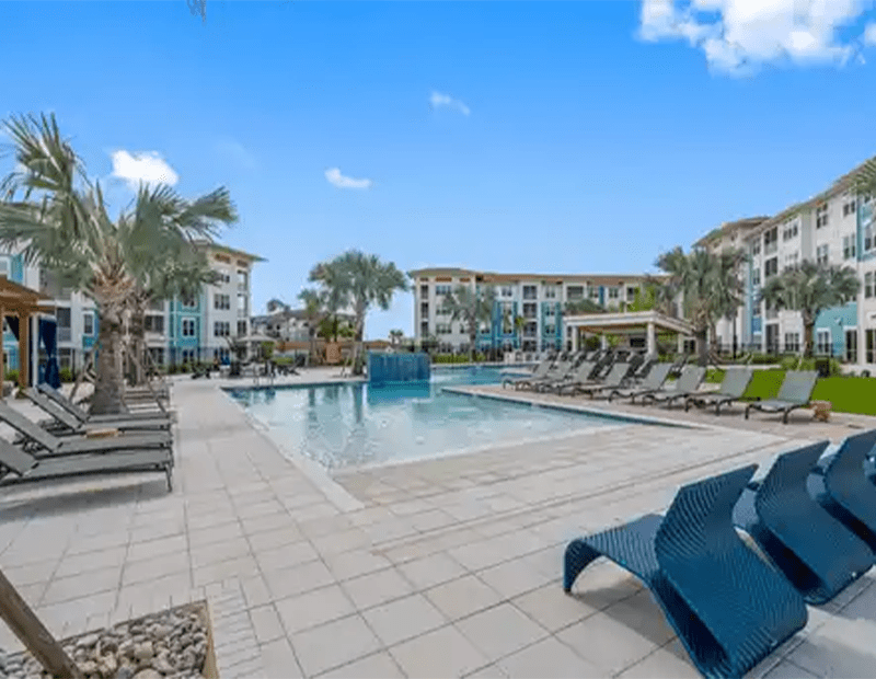 The pool deck at Apex Posner Park Apartments in Davenport, Fla.
