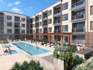 Exterior rendering of Bonham & Baker, a multifamily project in Frisco, Texas.