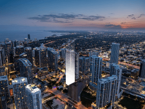 A rendering of the location of the Prosper Group-Versluys Group project on the Miami River in Brickell.