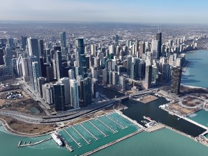 Downtown Chicago At Chicago In Illinois United States. Highrise Building Scenery. Downtown City Landscape. Downtown Chicago At Illinois United States. Business District. Nature Park Scene.
