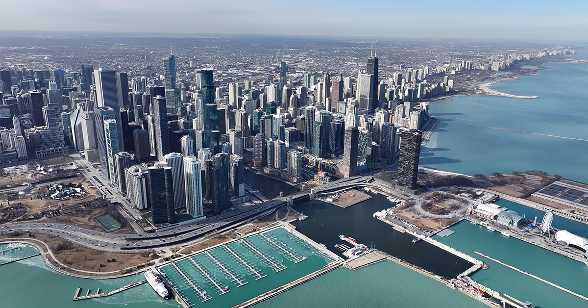 Downtown Chicago At Chicago In Illinois United States. Highrise Building Scenery. Downtown City Landscape. Downtown Chicago At Illinois United States. Business District. Nature Park Scene.