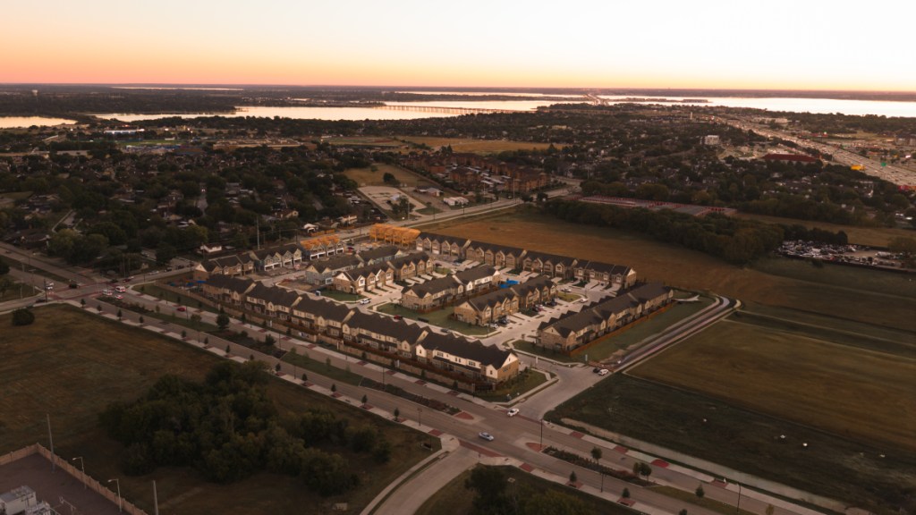 Aerial shot depicting Tricon Garland, a build-to-rent property in Garland, Texas.