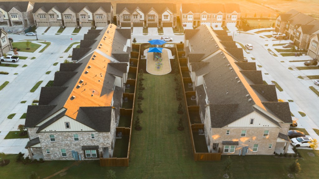 Aerial shot depicting Tricon Garland, a build-to-rent property in Garland, Texas.