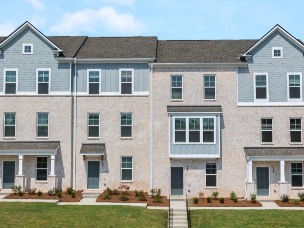 Exterior shot depicting one of Harmon Cedar Run's townhomes in Lawrenceville, Ga.